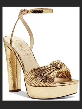 Jessica Simpson Gold Woven Platform Heels